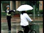 雨中，與交警相逢